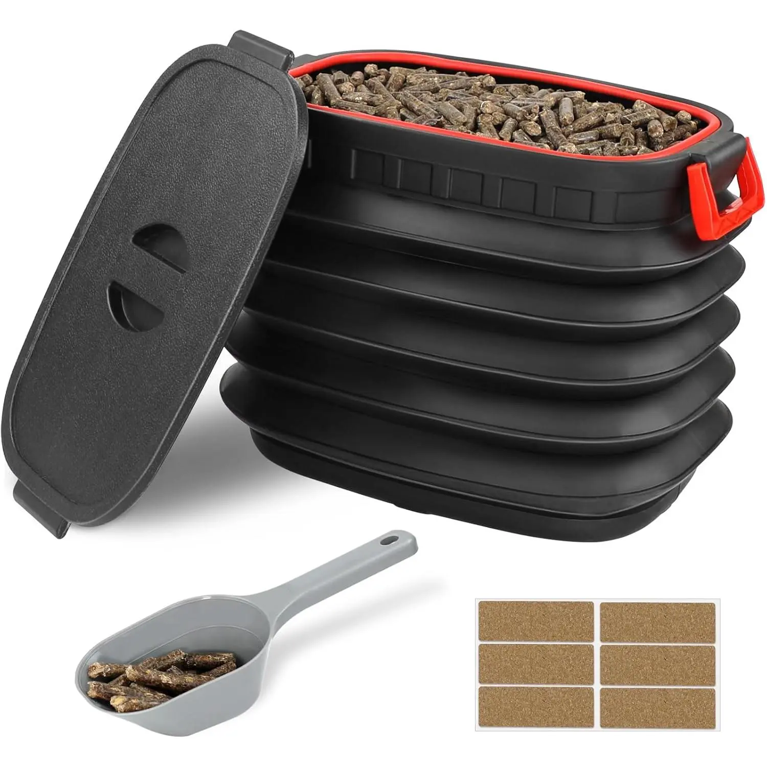 Pellet Storage Containers with Scoop & Stickers Kit - Pellet Bin Pellet Bucket - Pellet Containers for Grill Pellet -  Pellet Storage Pellet Grill Accessory - Black