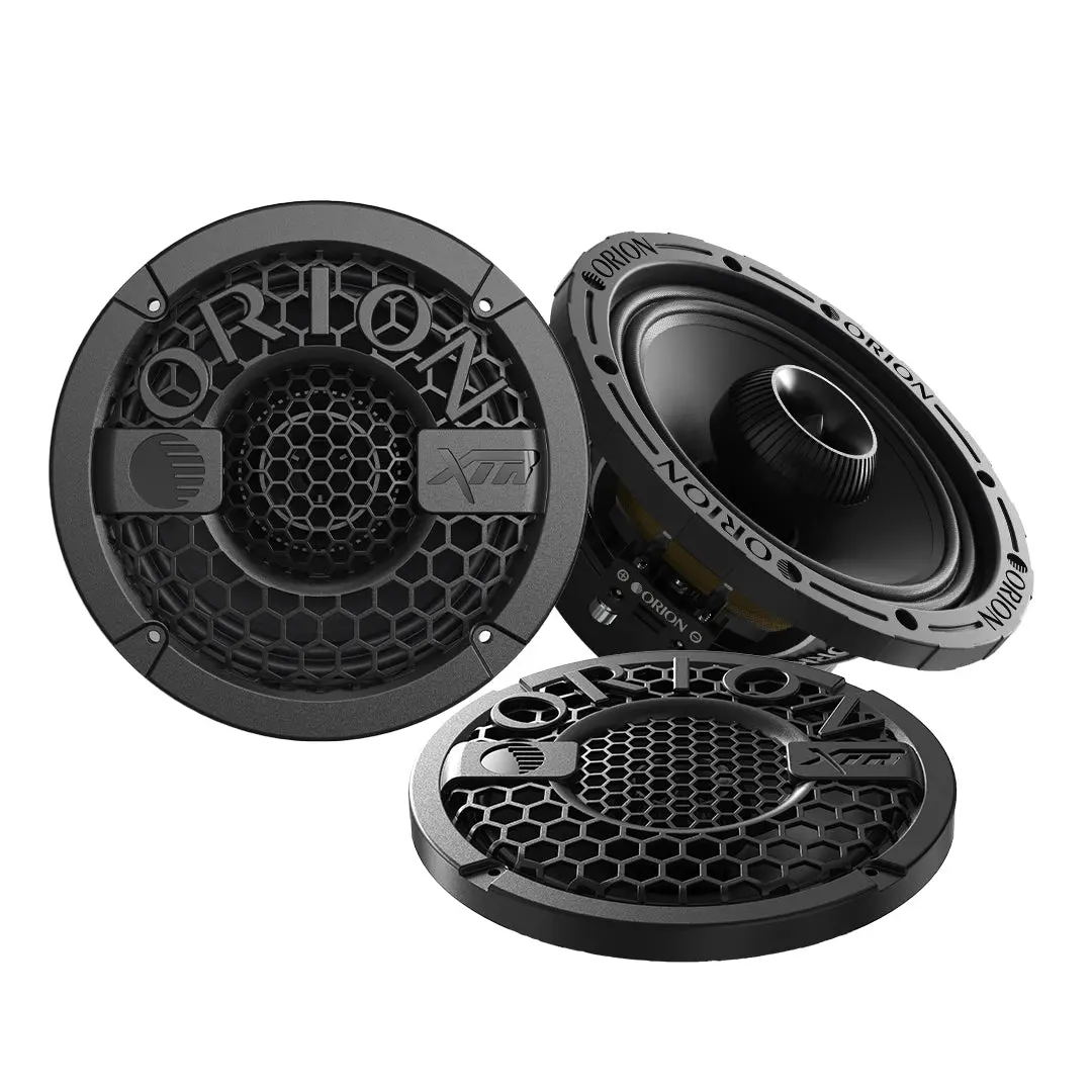 Orion XMT65.4 6.5” Water-Resistant Midrange Coaxial Car Stereo Speakers with Grills - 350W RMS, 4 Ohm, Car Audio, Outdoor Audio (Pair), Car Stereo Speaker