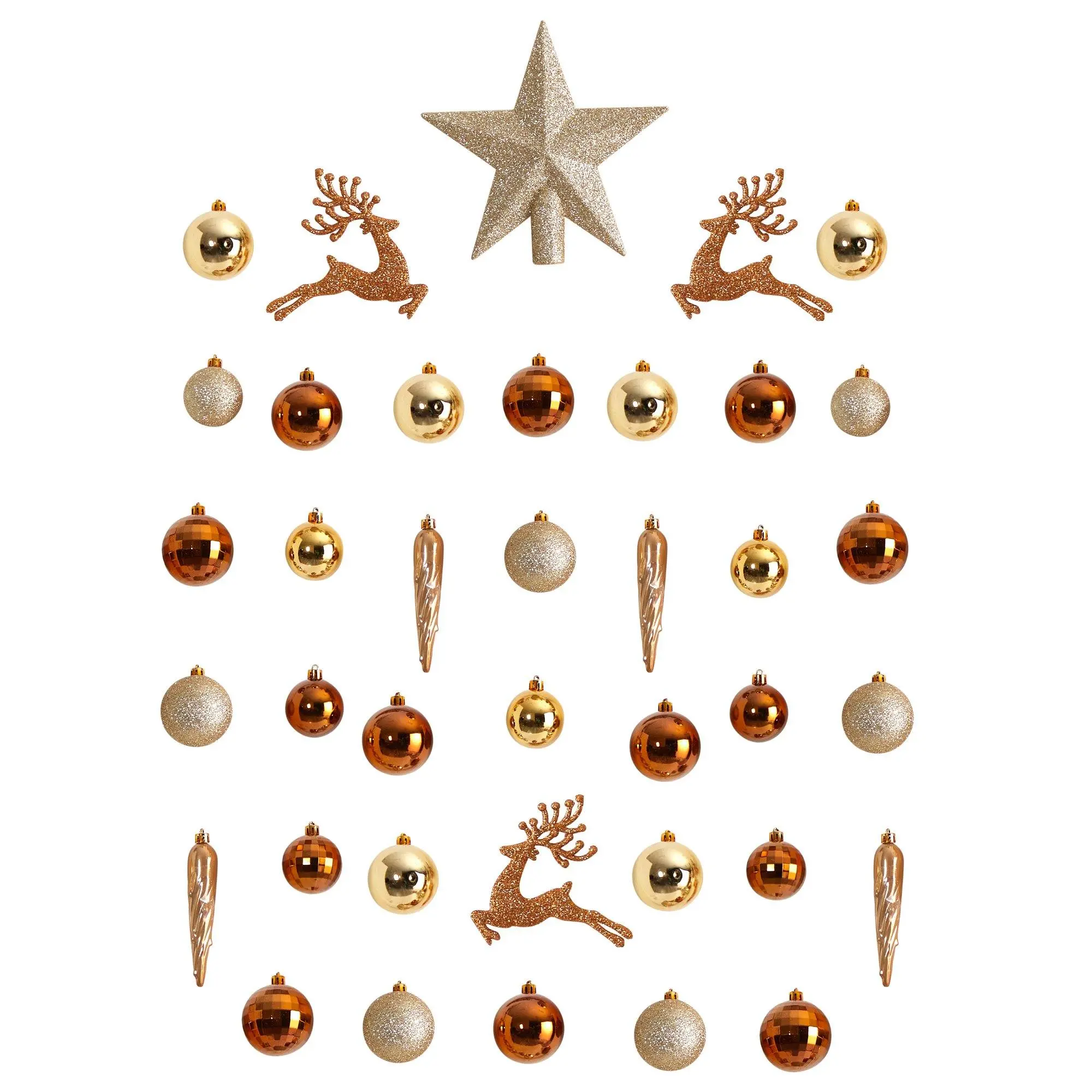 40-Count Lux Shatterproof Traditional Christmas Ornaments Set, Hanging Decoration Ornaments for Home with Reusable Storage Container