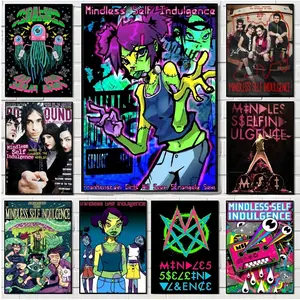 PIKPAKA 1PC M-Mindless S-Self I-Indulgence Punk Electronica Metal Band MSI Painting Calligraphy HD Canvas Printing Poster Home Living Room Office Decoration Painting