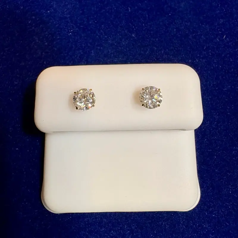 14kt Solid Yellow Gold 1ct Real Lab Diamond Earrings - Elegant & Durable