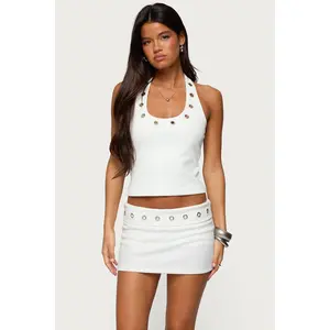 Havana Grommet Ribbed Halter Top