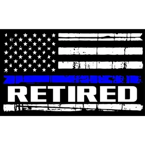Thin Blue Line RETIRED Distressed Flag Window or Helmet Sticker - Police Law Enforcement