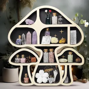Wooden Mushroom Shaped Wall Mounted Storage Rack, Wall Mount Organizer, 1 Count Creative Wall Decor, Wall Decor for Home Living Room Bedroom, Home Decor, Shelves, Interior, Wooden Wall Shelf