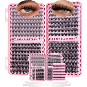 DIY Eyelash Extension Kit, Mixed Lengths 9-16mm, Includes Bond&Seal&Eyelash Tweezers, Single Row D Curl Lashes Set