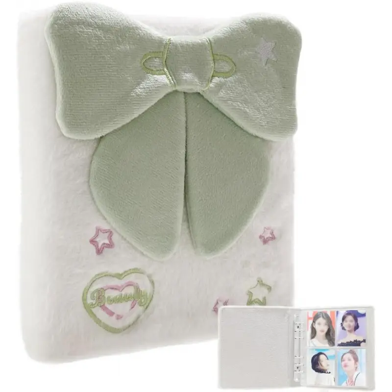 Cute Plush Photocard Binder with 20pcs Transparent Inner Pages A6 Kpop Photo Album Book Double-sided 4-Pocket Inside Pages 3-Inch Kpop Card Holder Photo Storage