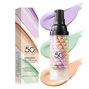 3-in-1 Color Correcting Cosmetic Primer SPF 50 Sunscreen, 1-Step Color Adjusting Base Makeup with Pore Blurring, Oil Control, Moisturize, Hydrate, Radiant Skin Effects, Daily Use, Springtime Mother's Day Gift