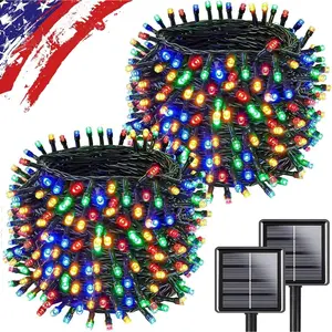 Multicolor Solar Christmas Lights 2Pack Total 180FT 500LED, String Light Outdoor Waterproof, Auto On/Off with 8 Modes Solar Twinkle Lights for Outside Tree Christmas Decorations