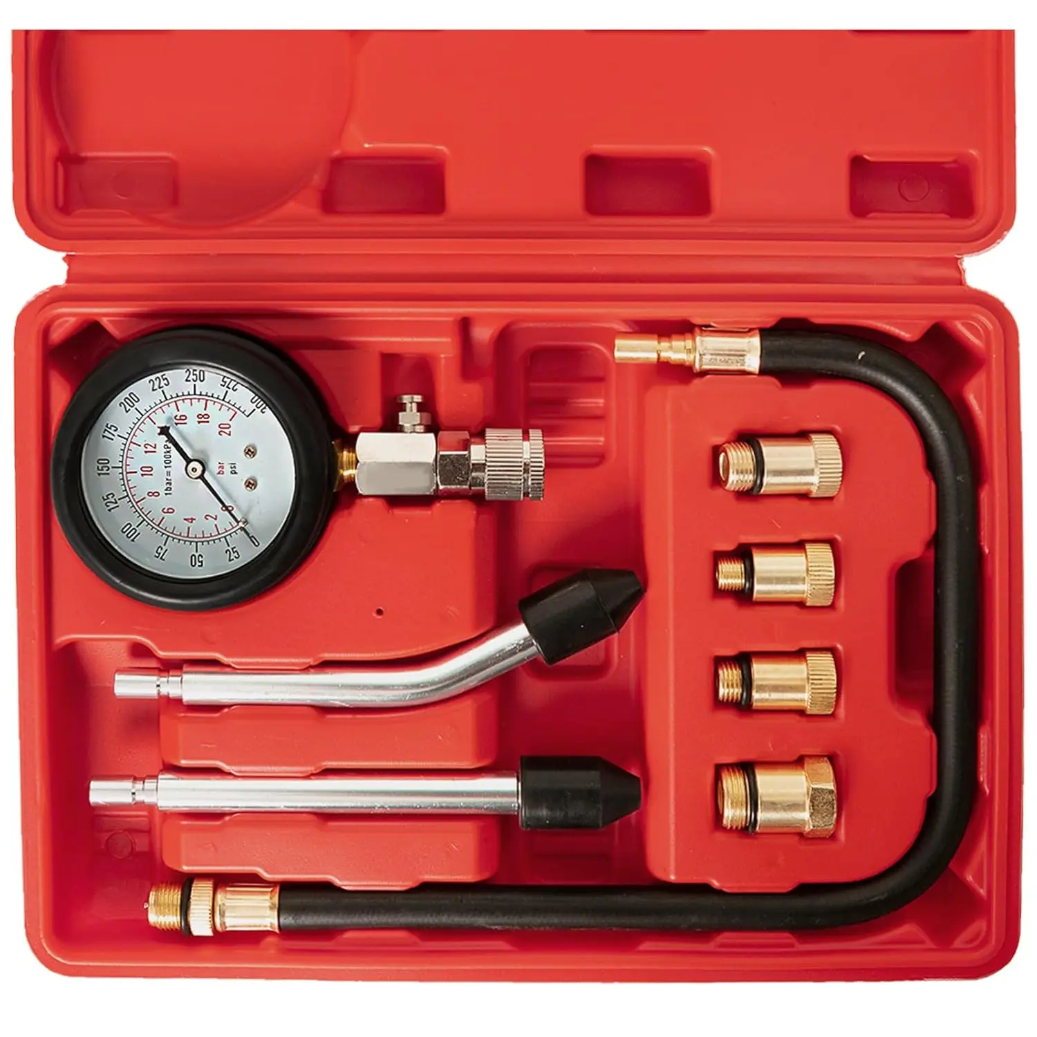 Small Engine Cylinder Compression Tester Kit, 3-Inch 0-300psi Gauge with Dual Color Scale, 4 Selectable Brass Adapters, Convenient Automotive & Motorcycle Repair Inspection Tool for Accurate Diagnostics