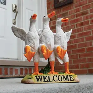 WILLOW TREE Dancing Duck Design Garden Decor, Welcome Sign Garden Decoration, Outdoor Landscaping Ornament for Garden, Porch, Balcony, Doorway