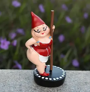Steel Pipe Dancers Dwarf，Gnome Garden Decorations Resin Statue Outdoor Statue Lawn Yard Balcony Porch Home Decorations Garden Decor