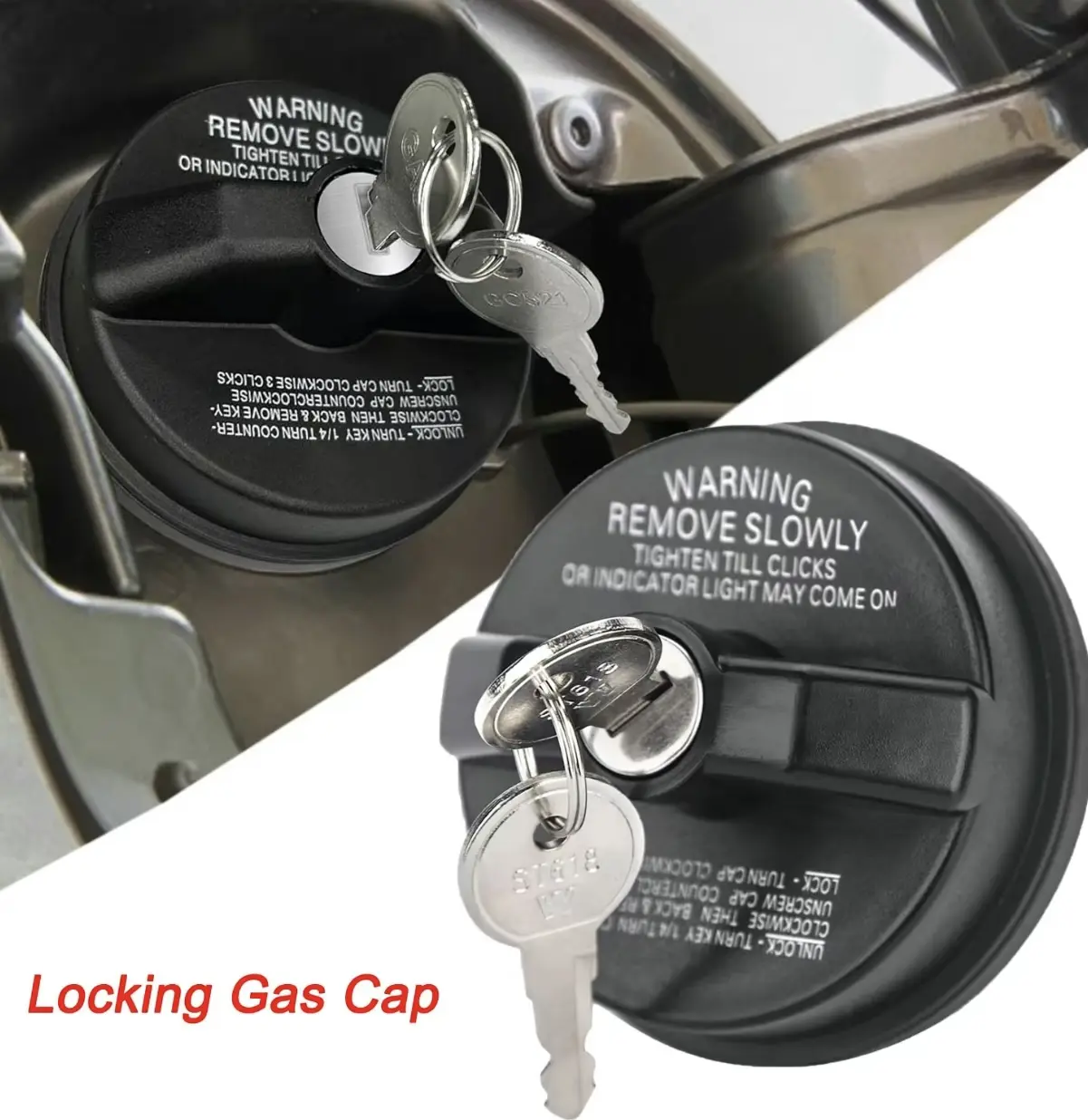 Locking Gas Cap, Lock Fuel Tank Cap Compatible with Toyota Tacoma, 4Runner, Camry - Chevy Silverado 1500, Cruze, Malibu, Camaro - Nissan Altima, Titan, Murano, Sentra, NV1500