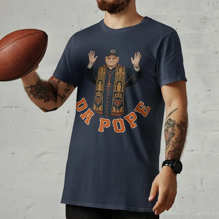 Da Pope Da Bears From Chicago Trending Unisex Cotton Graphic T-shirt, Tank Top, Hoodie