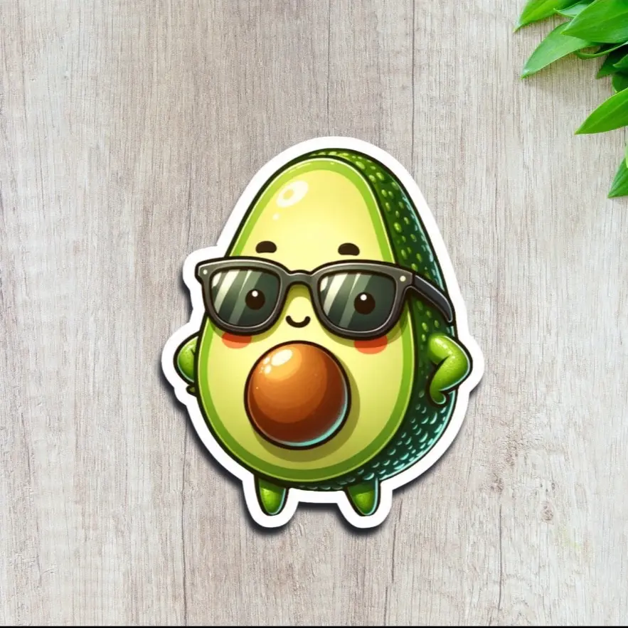 Cool Avocado Sticker for Water Bottle, Notebook, Laptop waterproof vinyl