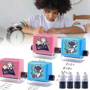 Roller Digital Teaching Stamp for Kids,Smart Math Roller Stamps for Addition Subtraction Multiplication Division,Math Stamp Roller Math Practice Stamps for Home Classroom Supplie (4 Pcs -All)