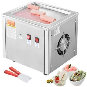 VEVOR Fried Ice Cream Machine, 11x 9.5 Stir-Fried Ice Cream Pan, Stainless Steel Rolled Ice Cream Maker with Compressor and 2 Scrapers, for Making Ice Cream, Frozen Yogurt, Ice Cream Rolls