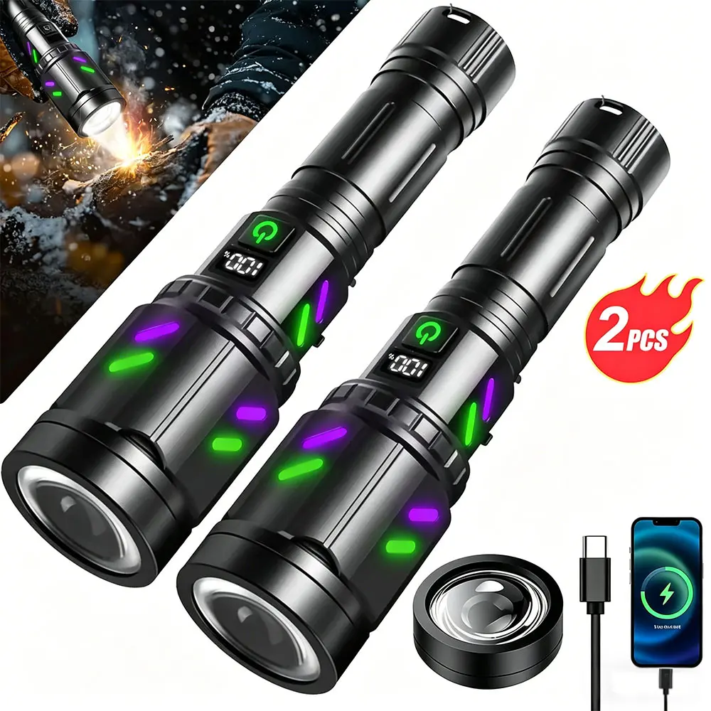 VASTFIRE 30W High Lumen Rechargeable Adjustable Tactical Flashlight - Aluminum Alloy, Zoom Lens, Multi-Modes, IPX4 Waterproof, High-Power Standard Torch, Battery-Operated Standard Torch for Camping, Emergency Use, Adjustable Tactical Flashlights, High Lum