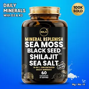 MAJU 18-in-1 Mineral Replenish Capsules (60ct) - Concentrated Dietary Supplement w/ 20:1 Sea Moss Extract Natural Superfood Nutraceuticals Healthcare Fitness Edible