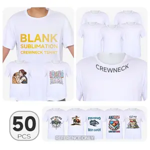 50pcs, Usa Warehouse Polyester Sublimation T-Shirt, S-XXL Size Each Size 10pcs Mix US Size Sublimation Blanks