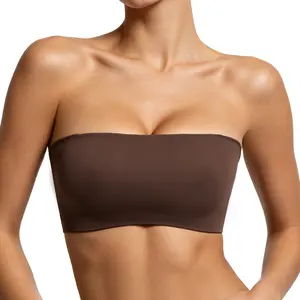 VRCOMFY Double Lined Strapless Bralette - Stretchy Smooth Womens Tube Tops Bandeau Wireless T-Shirt Everyday Bra