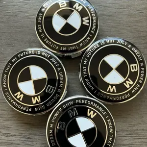 BMW 4PCS Wheel Center Caps 68mm Black and White Design, Designed for BMW Optimal Protection, Secure Fit 5x120 Bolt Pattern