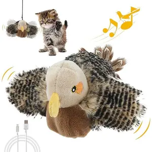 Gigwi Flapping Bird Cat Toy, Hangable Flying Bird Cat Toys for Indoor Cats, Interactive Motion Activated Chirping Cat Toy, Automatic Beating Wings with Catnip