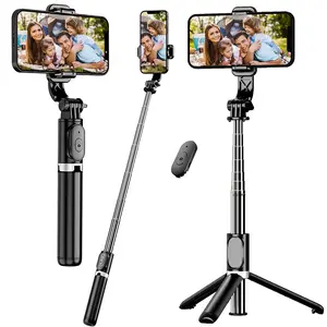 40 inch Portable Telescopic Selfie Stick Tripod with Remote Control, Travel Tripod, Bluetooth-compatible Selfie Tripod Stand, Universal Extensible Wireless Selfie Tripod, Selfie Accessories Compatible with iPhone Samsung Smartphones