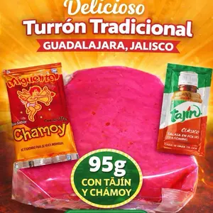 TURRON TRADICIONAL ORIGINAL DE JALISCO WITH CHAMOY Y TAJIN - 95 GRAMOS - PRODUCT OF MEXICO