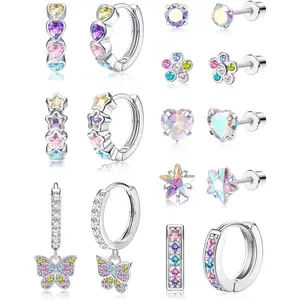 MILACOLATO Hypoallergenic Earrings for Girls Women Surgical Stainless Steel Hoop Earrings for Sensitive Ears Screw Back Stud Earrings Set Cute Girls Toddler Earrings Kids Earrings Jewelry for Teen Girls