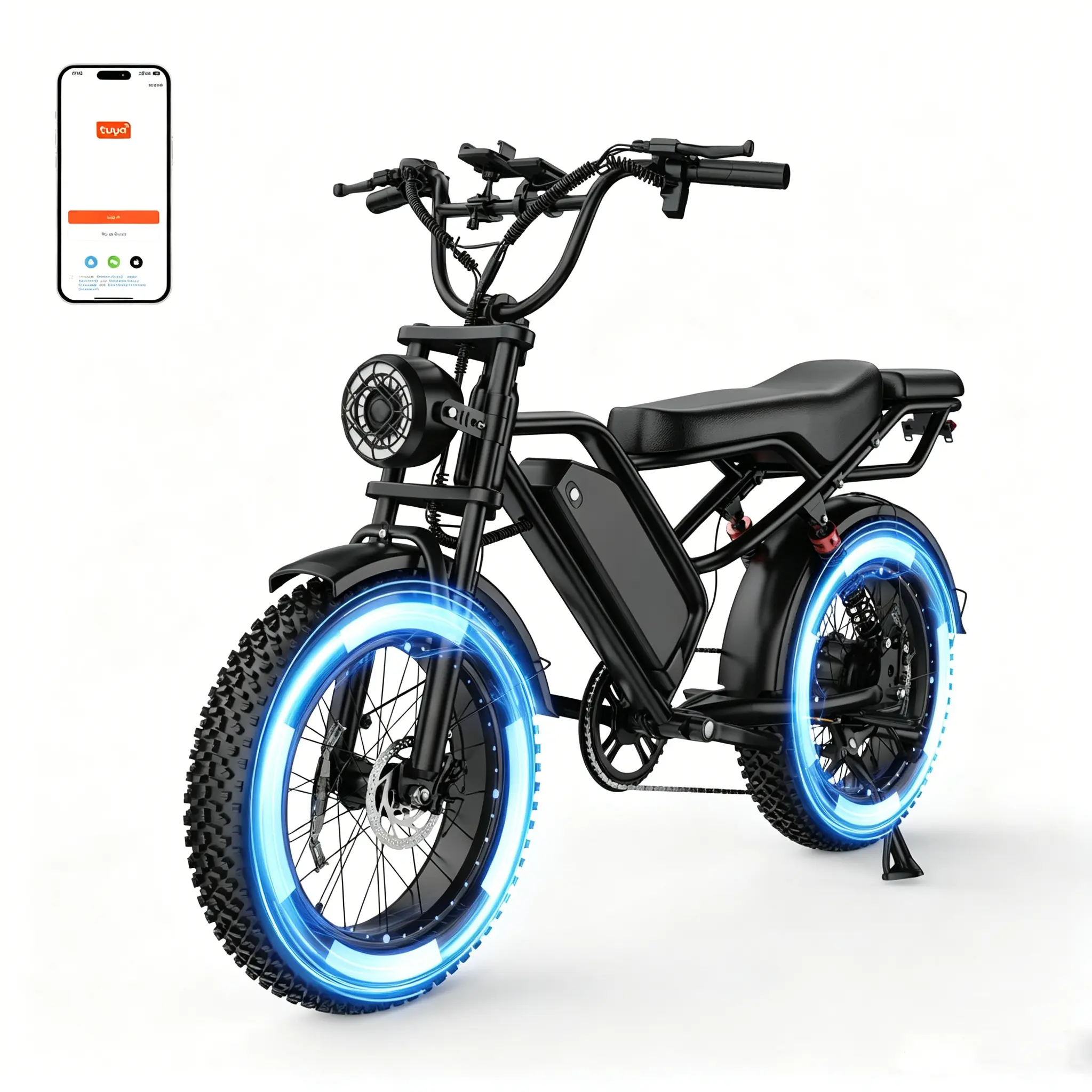 2Pro Adult 2-Seater Electric Dirt Bike affordable - 16/20in Fat Tires (20x4.0in) 1000W Peak Motor 31 MPH Top Speed 48V 18Ah Long-Range Battery Full Suspension APP-Enabled GPS USB Port Fast Charging Aluminum Frame 330lbs Max Load for Off-Road Sports ebikes