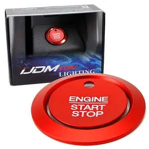 iJDMTOY Sports Red Aluminum Keyless Engine Push Start Button w/Surrounding Ring Trim For Ford F-150 Raptor Explorer Fusion Expedition Edge Taurus, etc
