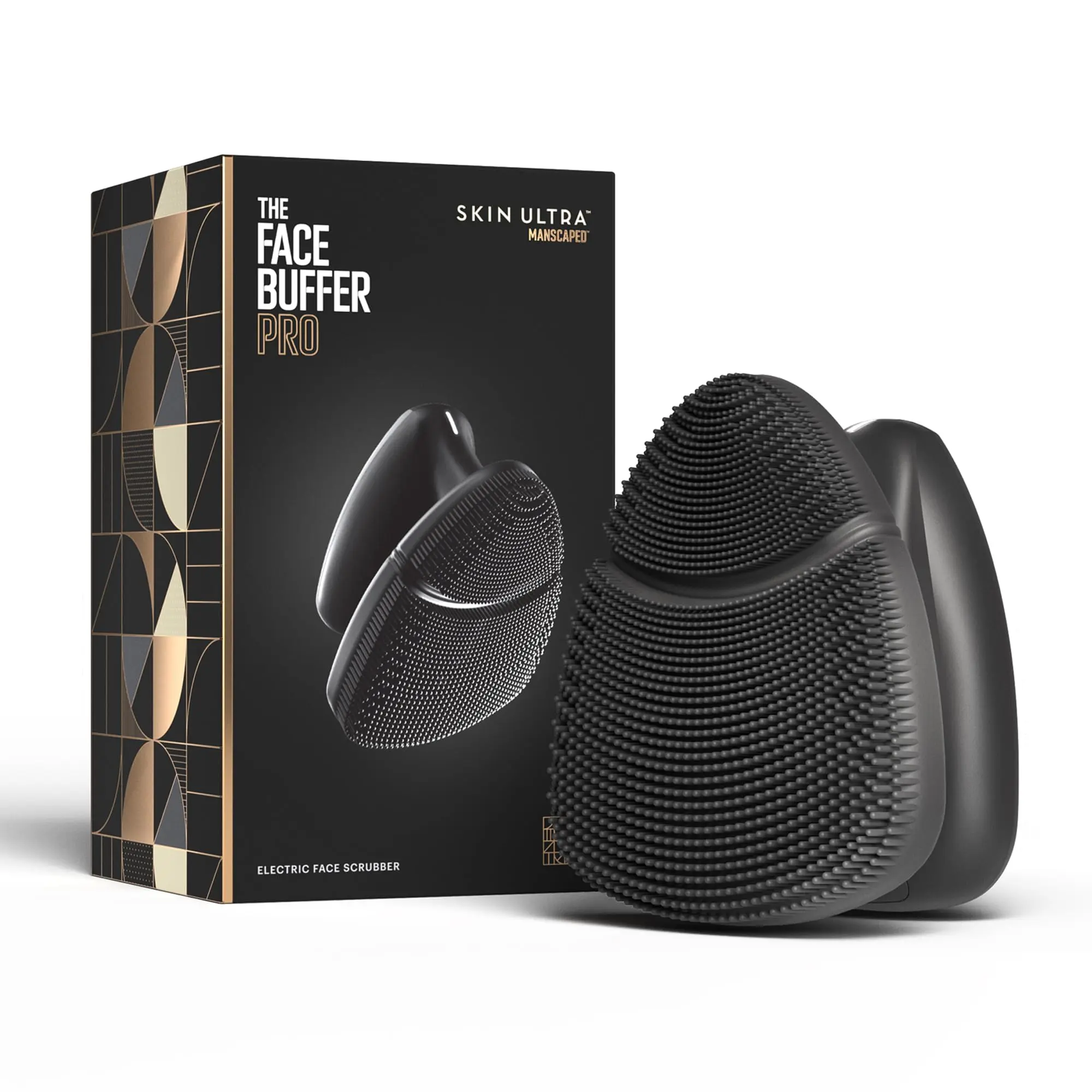 MANSCAPED® The Face Buffer PRO - Men's Electric Silicone Face Scrubber for Nourishing, Deep Cleaning & Exfoliating Your Skin, 3 Facial Cleansing Modes & 2 Sonic Vibration Speeds, Travel Lock