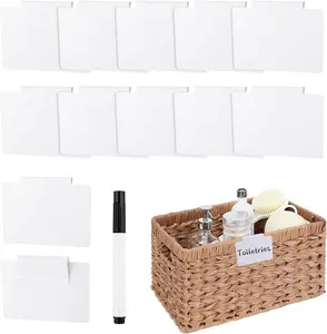 13Pcs White Clip-On Basket Labels Set with Chalk Marker, Reusable Pantry Bin Labels for Kitchen, Closet & Storage Organization Motroce