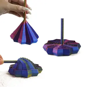 3D Printed Expanded Sensory Fidget Star，Stress-Relief Spinning Tower Toy with Handle Frustration Star Toy, for Office desks as a Stress-Relief Gifts，Very Satisfying Sight and Sound with Hypnotizing Visual Fidget Toy