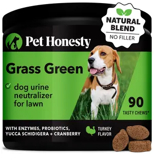 Pet Honesty Grass Green Dog Urine Neutralizer for Lawn, Tasty Dog Treat Chews, Help Prevent Dead Yellow and Brown Grass Spots - Turkey 90 Tasty Chews