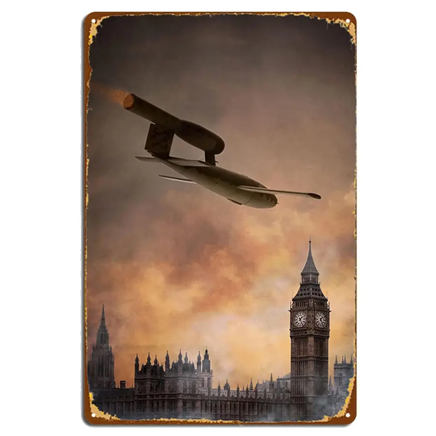 Vintage Style Iron Airplane Poster, Tinplate Wall Art for Kitchen and Living Room Decor, Unique Gift for Aviation Enthusiasts, General Fit, No Electricity Required