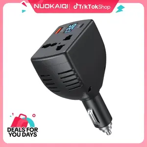 Nuokaiqi 12V to 110V 150W Car Power Inverter Adapter Converter - QC Fast Charging (QC3.0, PD), Universal Outlet, Compact Automotive Charger for Travelers, Daily Use (Home Improvement, Immense Power Solar Compatibility)