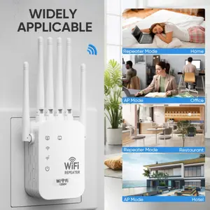 2026 Wall Penetrating WiFi Expander, Wifi Repeater, Wireless Signal Repeater, 6 directional antennas, supports 30+devices, WPA3 encryption security, signal indicator to find the best location, wall/desktop dual-use, compatible with 99% router