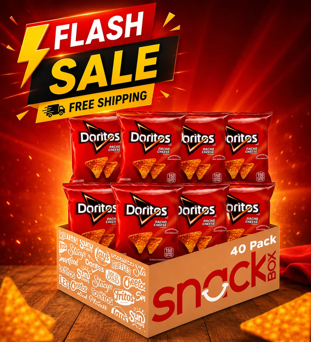 Doritos Nacho Cheese Flavored Tortilla Chips Snack Bags, Bold Cheesy Crunchy Corn Chips, Individual 1 Oz Single-Serve Packs, Perfect for Lunches, School Snacks, Office Breaks, Parties, Road Trips & On-the-Go Snacking, Value Pack of 40