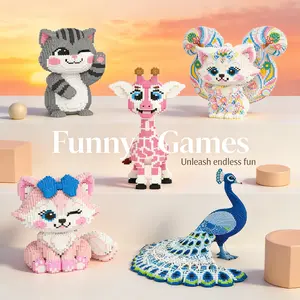Multicolor Forest Animal Giraffe Squirrel Cat Elephant Peacock Parrot 3D Puzzle Blocks, Animal Shape Puzzle, Home Office Decor, Party Decoration, Ideal Gift