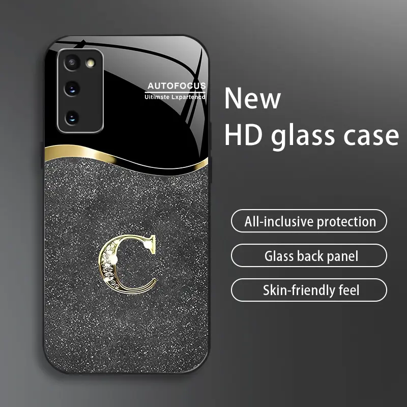 Galaxy S20 5G Smartphone Case, High-End Flashing Letter Glass Cover with Metal Paint Electroplating, Affordable Handheld Cellphone Protection for Anti-Fall, Anti-Fingerprint Devices, Casing