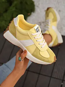 Women's Lace-Up Casual Sneakers, Sports Shoes, Fashionable Comfortable Shoes for All Seasons, Perfect Daily Wear Footwear