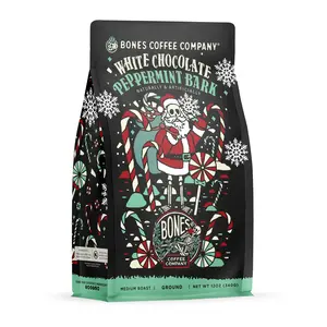 Bones Coffee Company | White Chocolate Peppermint Bark Flavored Coffee 12oz Medium Roast Arabica