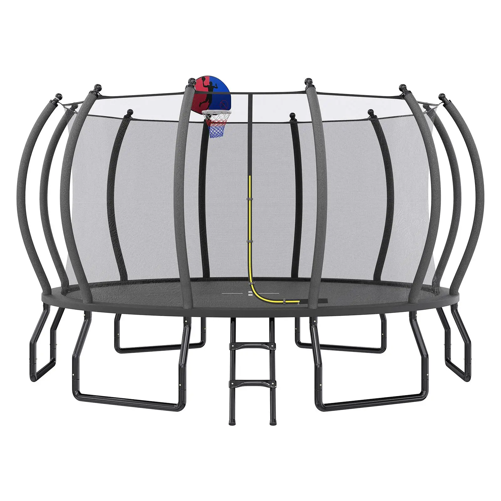 [Summerwins]VanAcc 8FT 10FT 12FT 15FT 14FT 16FT Outdoor Trampoline with Enclosure Net and Ladder, Recreational Trampolines for Kids and Adults, Quick Connect Frame, ASTM Approval