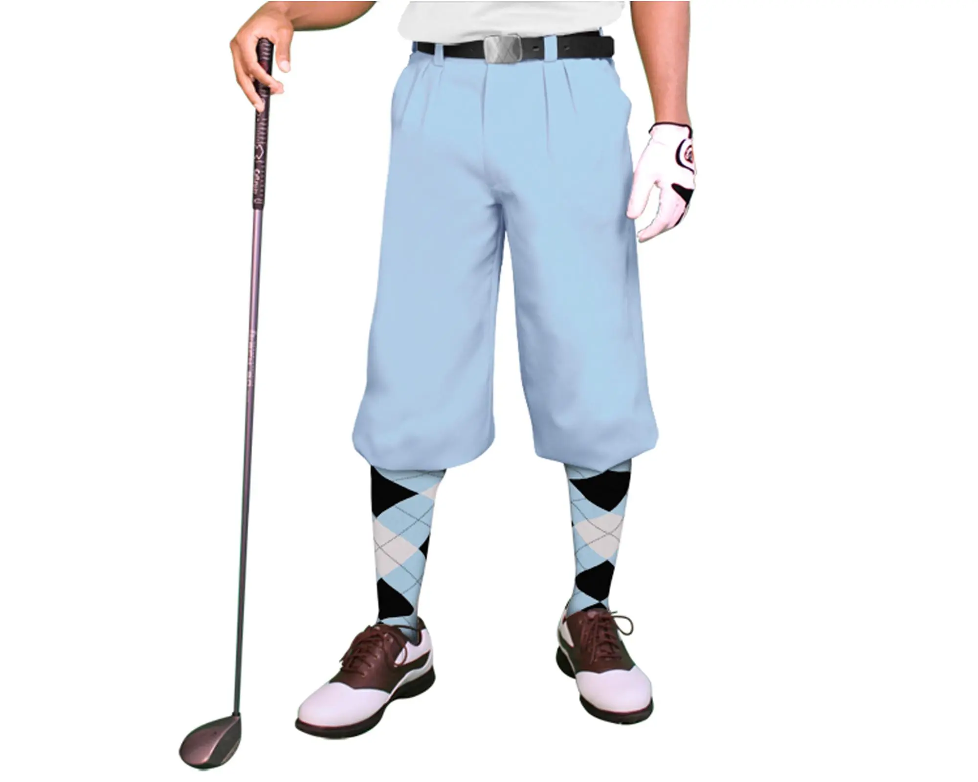 Golfknickers.com 'Par 3' Mens Light Blue Microfiber Golf Knickers Sportswear Bottoms Sports Trousers