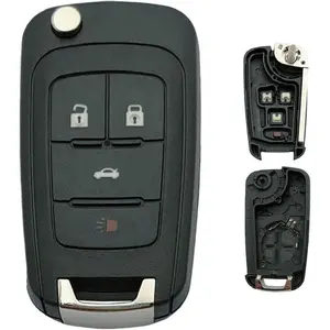 Replacement Key Fob Shell Case Fits for 2010-2019 Chevy Cruze Camaro Impala Equinox Malibu Sonic/GMC Terrain/Buick Lacrosse Regal Verano Encore Flip Key Pad Cover (4 Button-a)