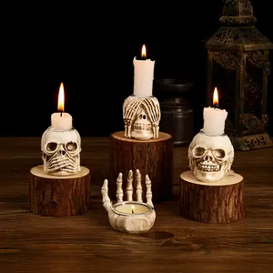 Skeleton Candle Holders, Skeleton Holidays Decorations, Skull Candle Holders for Halloween Party Decoration Props, Halloween Skull Home Decor, Halloween Christmas Ornaments Indoor&Outdoor Toys Gifts