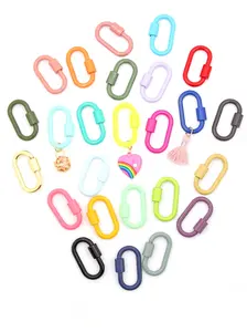 Enamel Carabiner Oval Screw Lock Clasp, Charm, 37x22mm, 1 Piece