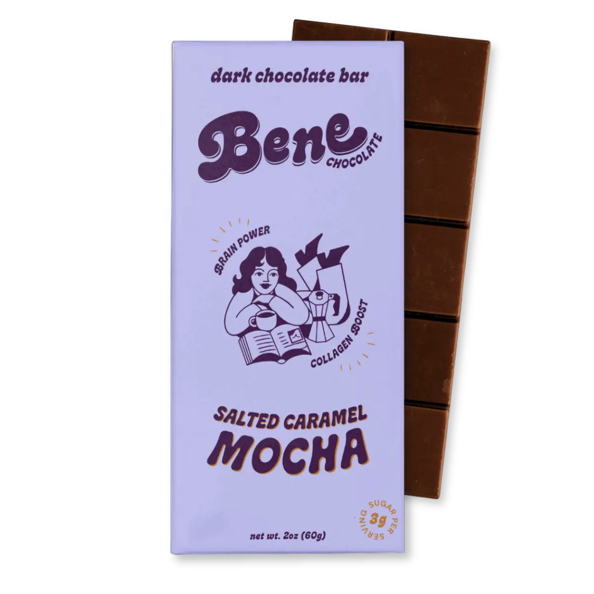 Salted Caramel Mocha Dark Chocolate Bar: Brain Power + Collagen Boost (3-PACK)