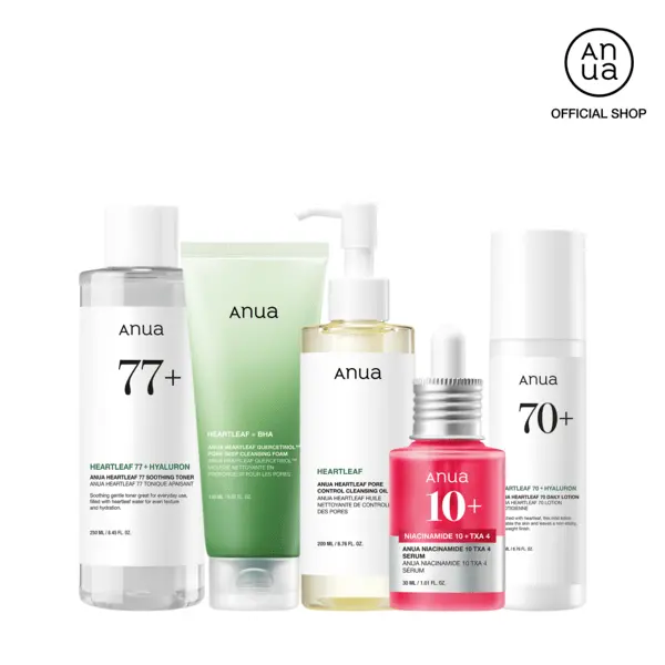 [Anua Official Shop] Ultimate Skincare Routine Set｜Cleansing oil + Cleansing foam +Toner + Dark Spot Correcting Serum + Moisturizing lotion, Hydrate, korean skincare, glass skin, affordable, niacinamide